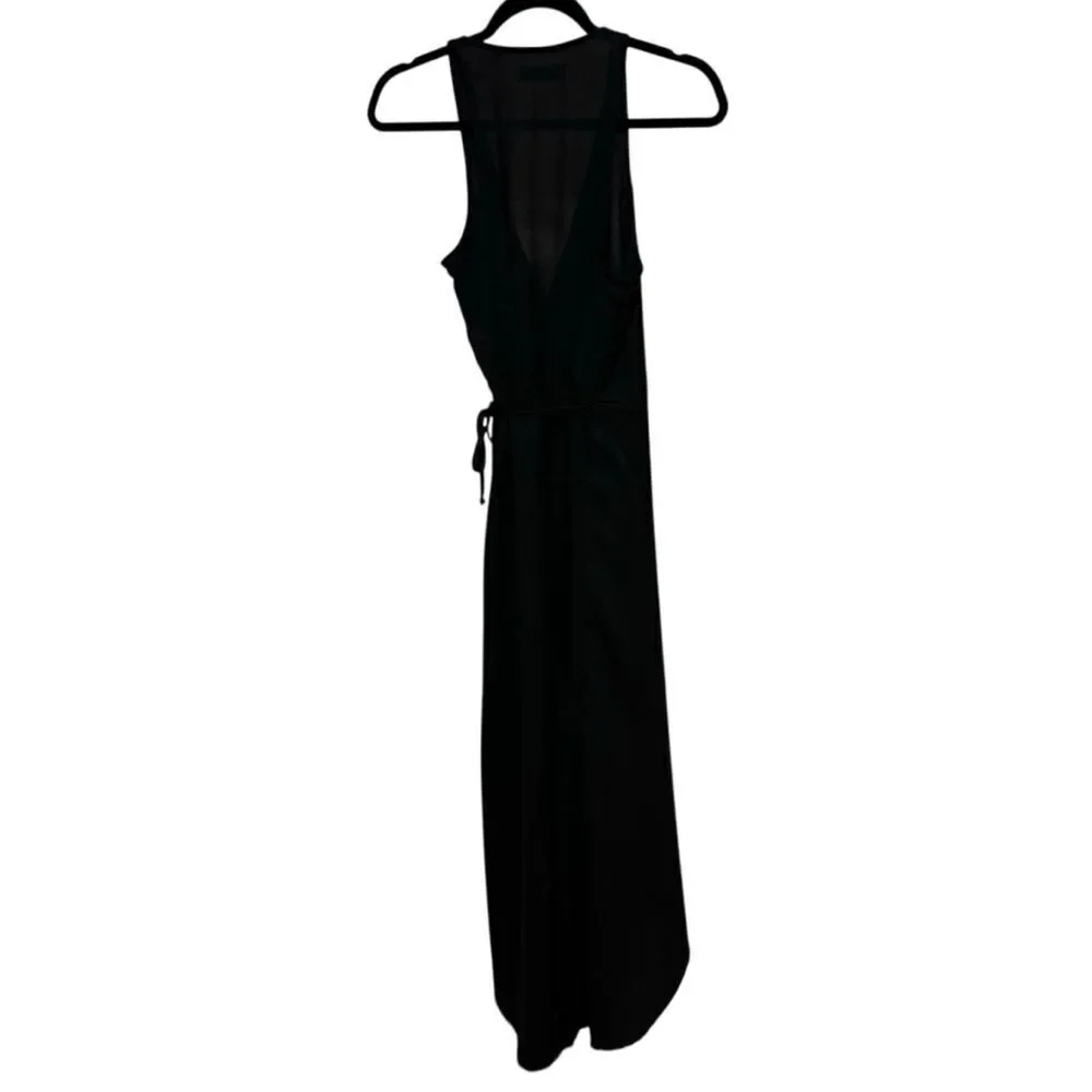 Abercrombie & Fitch Black Wrap Asymmetrical Tie Waist  Maxi Dress
